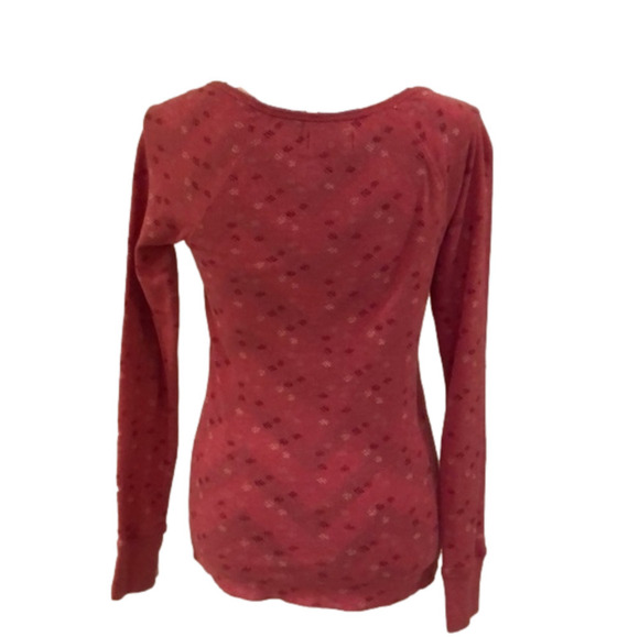 AERIE Pink Long Sleeve Snowflake Print Thermal Top Size M - Picture 2 of 6